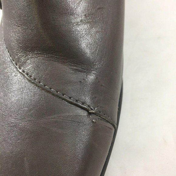 Clarks Booties Shoes 83681 Womens 10 M Heels Side Zipper Gray Brown Leather - Picture 11 of 12